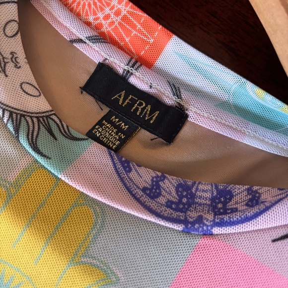 AFRM Women’s Lasso Dress Long Sleeve Mesh Postcard Print Size M - Picture 3 of 5